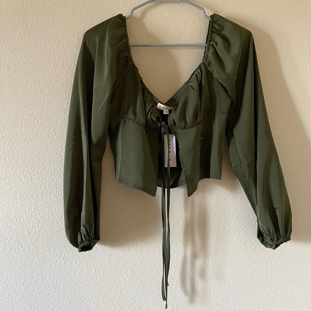 PACSUN Green Long Sleeve Tie Up